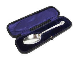 Antique Boxed Art Nouveau Sterling Silver Christening Spoon James William Deakin 1907 Sheffield 25g