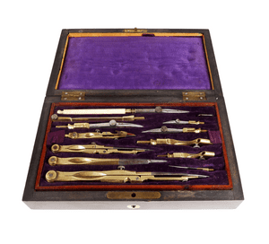 Antique Boxed Bromley Bolton Technical Drawing Compass Set Architect Draughtsman Dividers Tools Etc