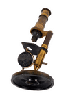 Antique Boxed French Brass Student Compound Microscope Circa 1880/1900s Portable Swivel Base