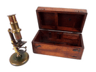 Antique Boxed French Brass Student Compound Microscope Circa 1880/1900s Portable Swivel Base