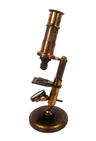 Antique Boxed French Brass Student Compound Microscope Circa 1880/1900s Portable Swivel Base