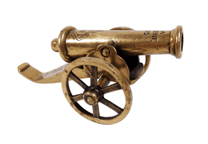 Antique Brass Battle of Waterloo 1815 Cannon Model Circa 1910 Napoleonic Crest La Baleine