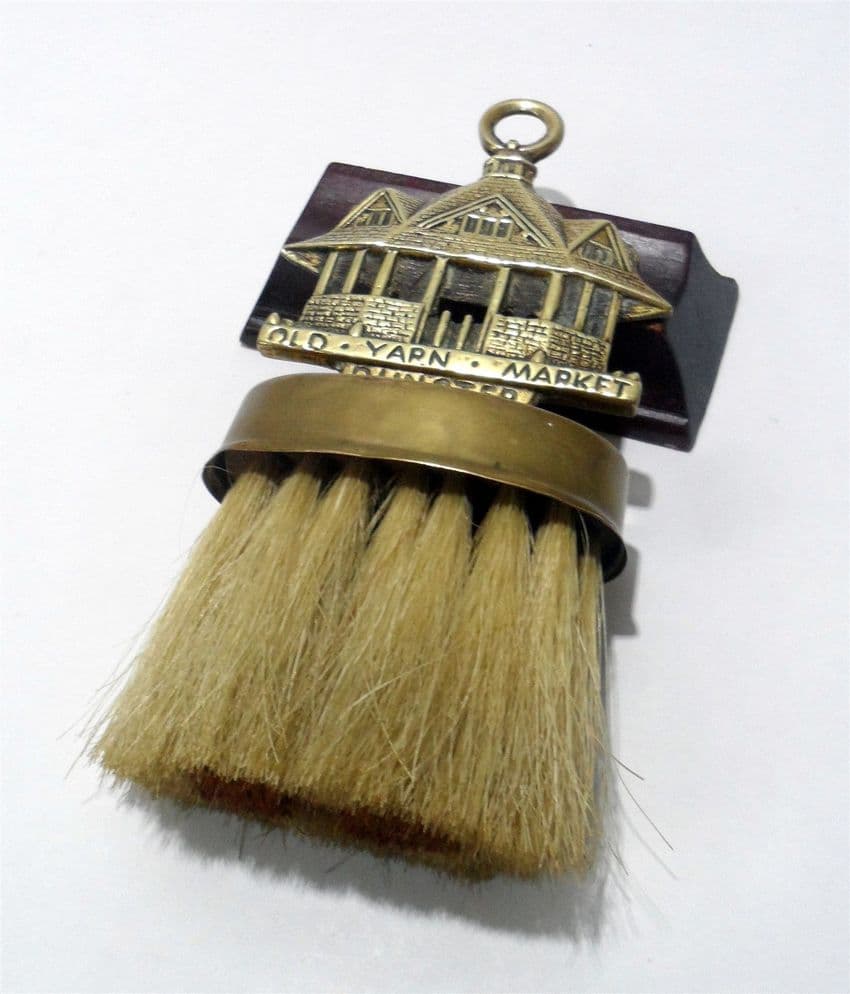 Antique Brass Clothes Crumb Brush Old Yarn Market Dunster C&A Crofts & Assinder Birmingham 1930s