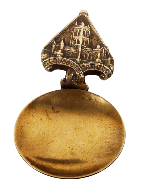 Antique Brass Figural Top Caddy Spoon Gloucester Cathedral Teaspoon C&A Crofts & Assinder Birmingham