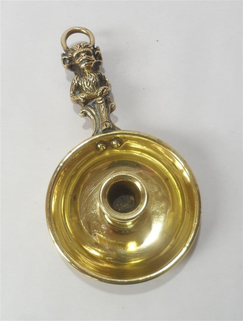 Antique Brass Souvenir Chamberstick Chamber Stick Candle Holder Lincolnshire Imp 1920s Lincoln