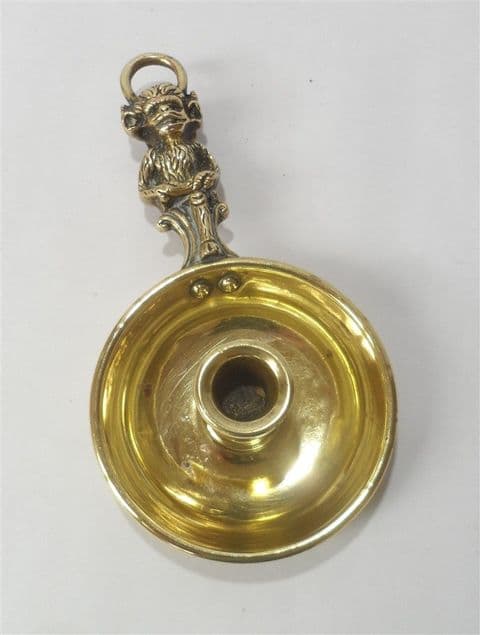 Antique Brass Souvenir Chamberstick Chamber Stick Candle Holder Lincolnshire Imp 1920s Lincoln