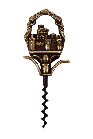 Antique Brass 'The Castle' Souvenir 2 Finger Pull Corkscrew Circa 1930s Unknown Maker