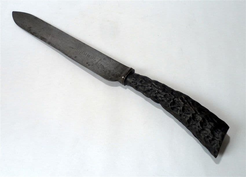 Antique Bruford & Hardy Plymouth England Primera Kitchen Carving Knife Carved Wooden Handle 1880s