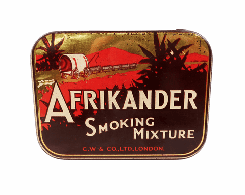 Antique C W & Co London 'Afrikander' Smoking Mixture Tobacco Tin 1930s Covered Wagon Pictorial