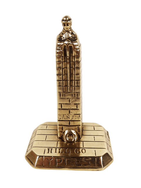 Antique Canadian WW1 Memorial St Julien Ypres Belgium Brooding Solider Hill60 Brass Figure ED Depose