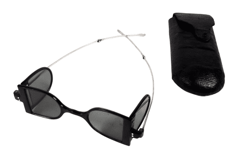 Antique Cased Folding Double D Railway Spectacles Tinted Glasses Straight Arms Circa 1850s Steampunk