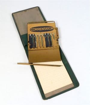 Antique Cased Mechanical German Correntator Pocket Calculator Stylus Pad £sd Addition Subtraction