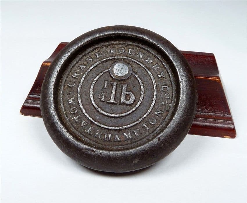 Antique Cast Iron Nesting Weight 1/4lb Pound Crane Foundry Wolverhampton Map Chart Paperweight Desk
