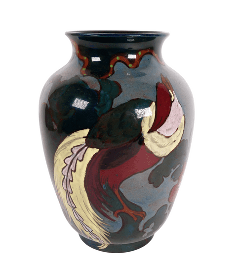 Antique Ceramics Canning Pottery Decoro Ware Reg Design 429479 Vase 1930s Bird of Paradise Art Deco