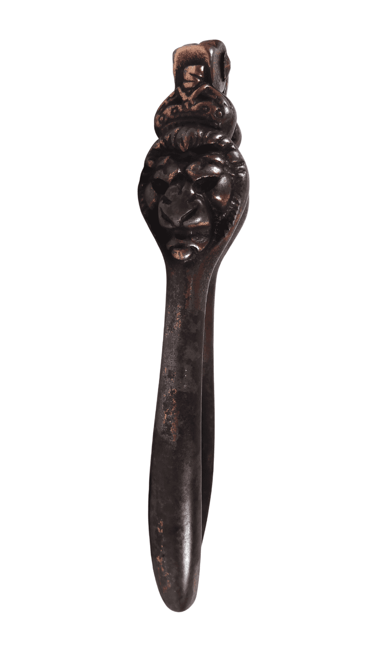 Antique Copper Plated Cast Iron Crowned Lion Nutcracker Nut Cracker Crown