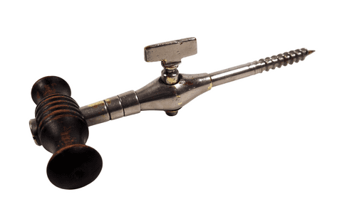 Antique Corkscrew Wood & Nickel Plated Champagne Soda Water Wine Tap