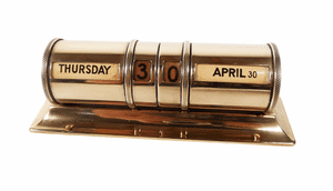 Antique Desk Office Art Deco UK US Patent Brass Barrel Perpetual Calendar Circa 1920-30s