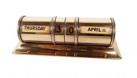 Antique Desk Office Art Deco UK US Patent Brass Barrel Perpetual Calendar Circa 1920-30s