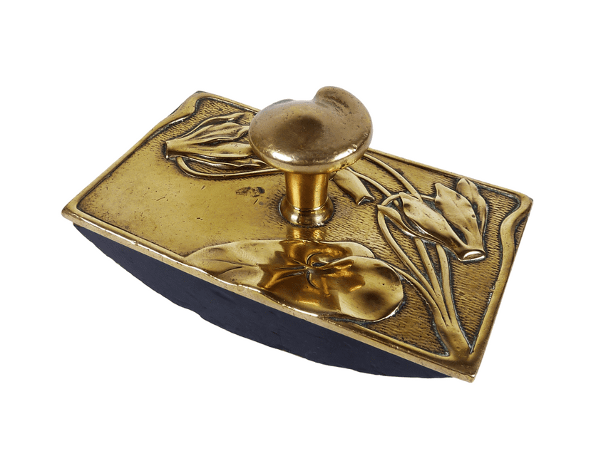Antique Desk Office German Art Nouveau Jugendstil Rocking Brass Ink Blotter Floral Fauna GESCH