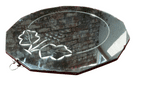 Antique Dodecagon Frameless Bevelled Glass Wall Mirror with Chain Circa 1930s Grapevine Grape Design