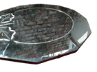 Antique Dodecagon Frameless Bevelled Glass Wall Mirror with Chain Circa 1930s Grapevine Grape Design