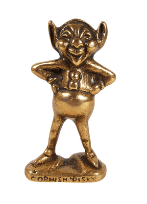 Antique Elpec Lloyd Pascal Birmingham Brass 3" High Cornish Lucky Pisky Piskie Pixie Figure 1930s
