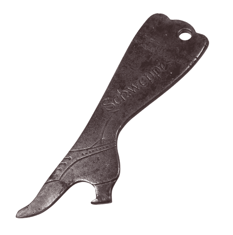 Antique English Steel Ladies Leg Shoe Stocking Top Bottle Opener Schweppes Drinks Circa 1900 Risque