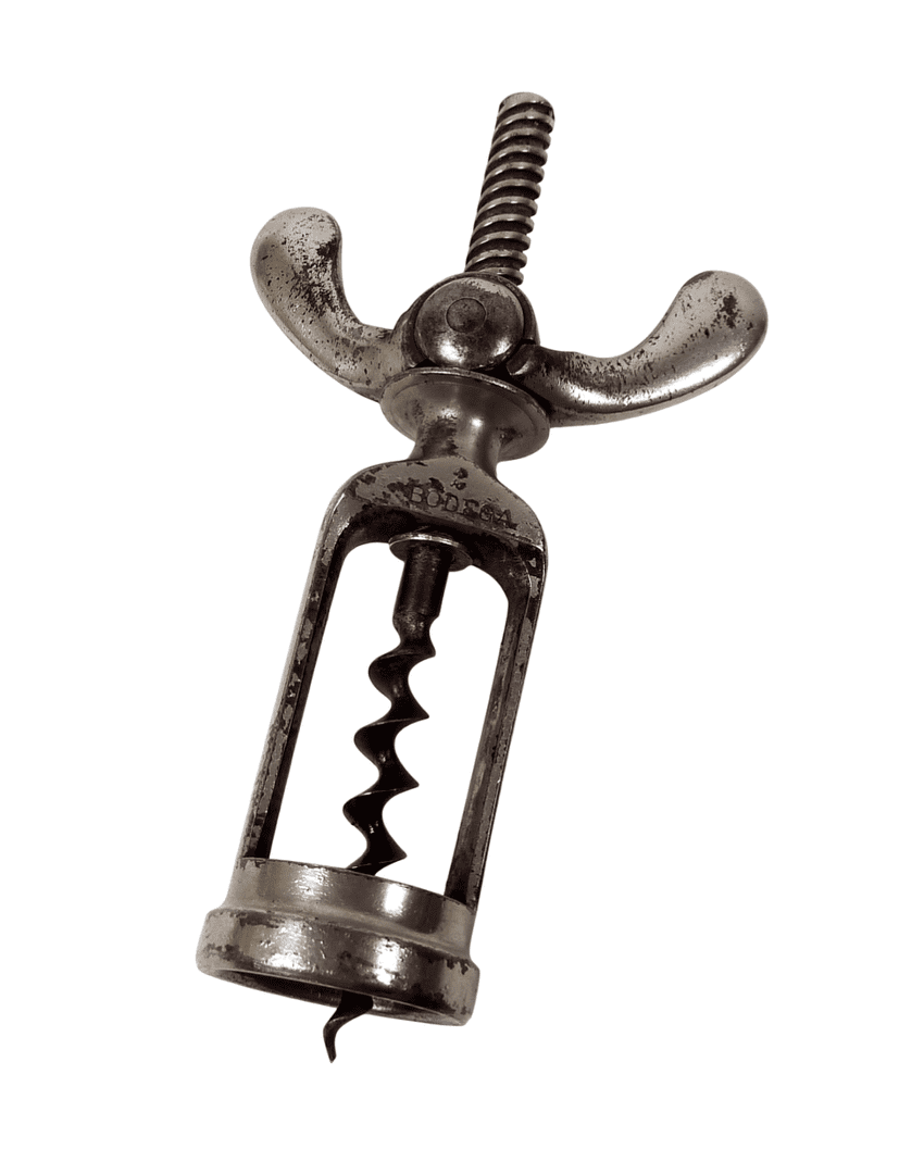 Antique Ernst Scharff 1899 Patent Bodega 2 German Mechanical Open Frame Corkscrew Locking Handle