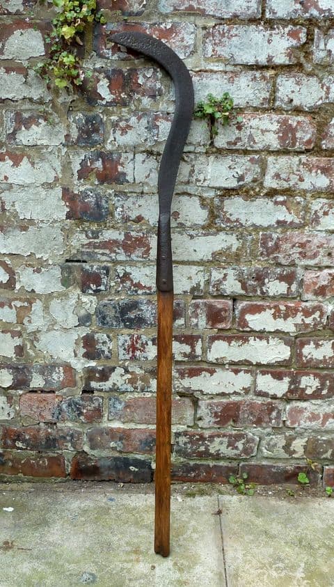 Antique Farming Garden Agricultural Tool CT Skelton Slashing Brushing Hook Curved Slasher Scythe