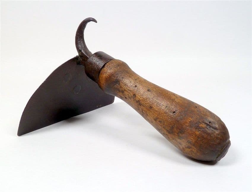Antique Farming Tool Wrought Iron Pig Hog Scraper Hook Cattle Livestock Butchers Tool Hair Removal