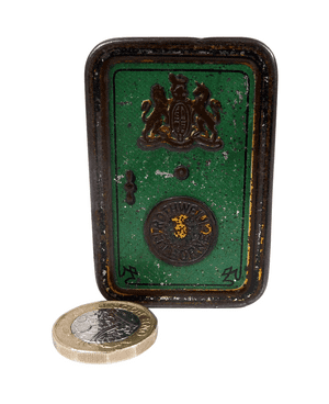 Antique Figural Miniature Mini Rothwells of Golborne Wigan Chocolate Safe Money Box Tin