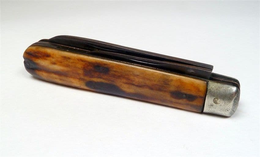 Antique Folding Folder Storrar Chester 2 Blade Pocket Knife Knive Antler Scales Rare Maker