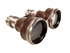 Antique French 8 Lense Lens Chrome Leather Wrapped Pocket Binoculars Field Glasses Walking Racing
