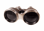 Antique French 8 Lense Lens Chrome Leather Wrapped Pocket Binoculars Field Glasses Walking Racing