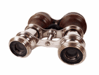 Antique French 8 Lense Lens Chrome Leather Wrapped Pocket Binoculars Field Glasses Walking Racing