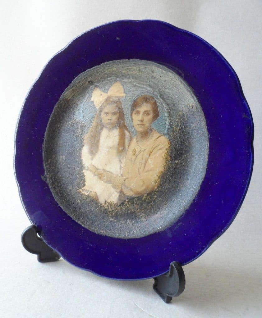 Antique French B&W Photographic Photo Paint Plate Maison Ceady Honorine 1917 WW1 Lady Girl