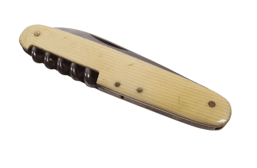 Antique German Folding Halma Solingen Germany Pocket Pen Knife Corkscrew Ivorine Scales Circa 1920s