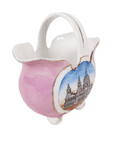 Antique German Souvenir Porcelain Basket St Pauls Cathedral London 1900s Pink