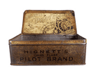 Antique Hignetts Pilot Dark Flake Smoking Mixture Tobacco Tin Circa 1910 Boat Maritime Nautical