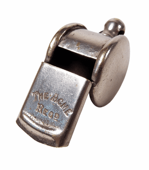 Antique Hudson Acme Regd Thunderer Bubble Top Whistle 1894-23 Escargot Type Plain Smooth End Caps