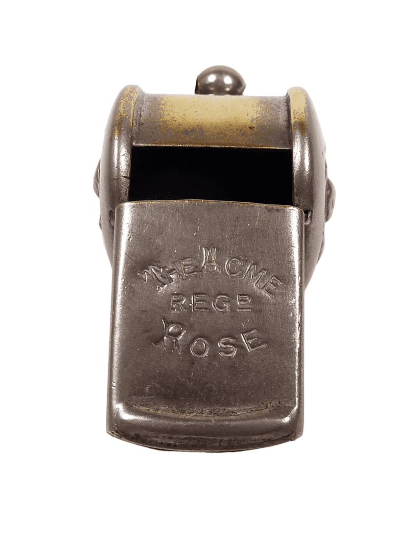 Antique Hudson Acme Thunderer 1911 Reg Design ROSE Whistle Escargot Early Version Bubble Top