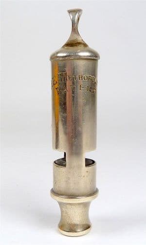 Antique J Hudson & Co Birmingham The Metropolitan Patent Police Whistle GSW 1907 Military