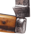 Antique John Petty & Sons Sheffield Barrell Trademark Single Blade Pocket Knife Knive Stag Scales
