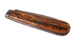 Antique John Petty & Sons Sheffield Barrell Trademark Single Blade Pocket Knife Knive Stag Scales