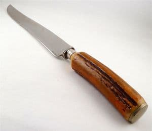 Antique John Tupton Sheffield England Firth Stainless Kitchen Carving Knife Stag Handle 1910s