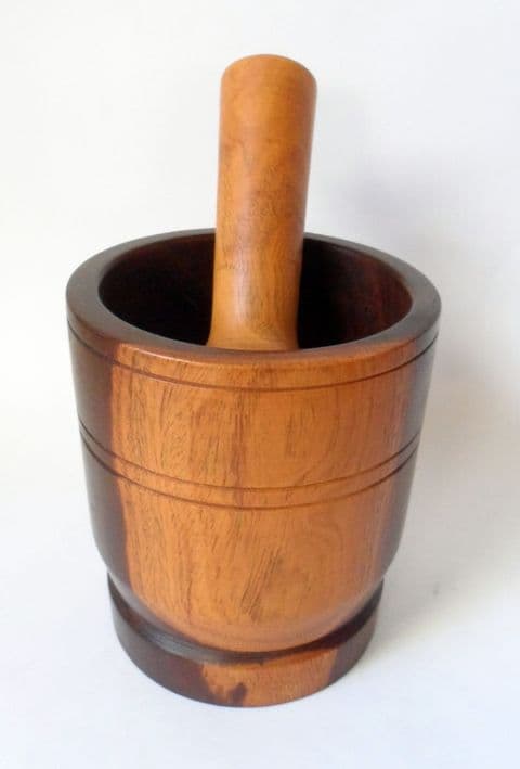 Antique Kitchen 19th Century Lignum Vitae 5.75" Mortar and Pestle Circa 1850s Heavy 1.2kg Grinder