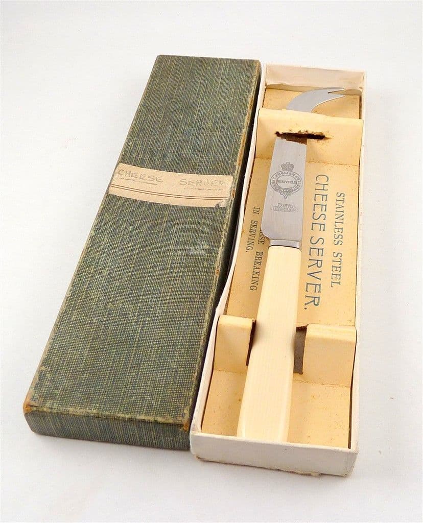 Antique Kitchen Boxed Best English Cutlery Firth Stainless Sheffield Cheese Knife Server 1926 Reg No