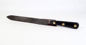Antique Kitchen Chefs Cooks Knife Wooden Ebony Handle Brass Fittings Superb Quality Unknown Maker