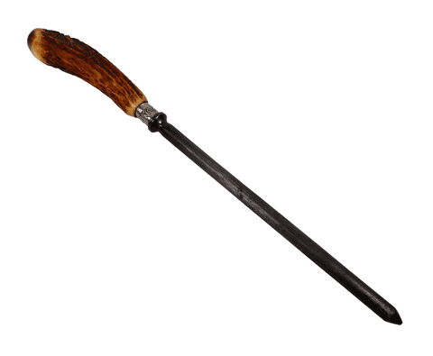 Antique Kitchen Knife Sharpener Cast Steel Antler Horn White Metal Mounts Circa 1880