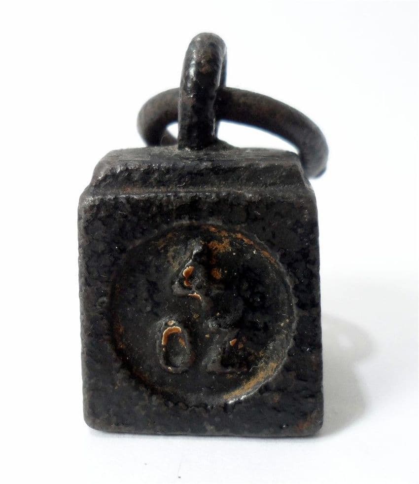 Antique Kitchen Shop Cast Iron Ring Top Weight 4oz Quarter Pound 1/4 Paperweight Bag Charm Cute